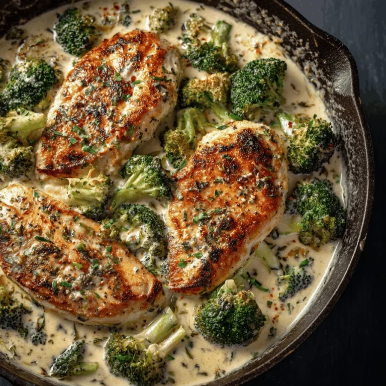 Why This Creamy Garlic Chicken and Broccoli Skillet Won’t Last Long A delicious plate of Creamy Garlic Chicken and Broccoli Skillet