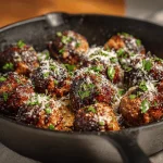 A delicious plate of Garlic Butter Meatballs with Parmesan Pasta – Elegant Yet Easy