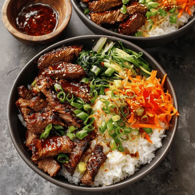 Gather Around: Korean BBQ Steak Rice Bowls with a Kick! A delicious plate of Korean BBQ Steak Rice Bowls with Spicy Cream Sauce
