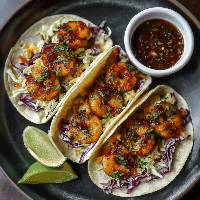 Dive into Flavor with My Shrimp Tacos and Lime Crema A delicious plate of Shrimp Tacos with Red Cabbage Slaw and Lime Crema