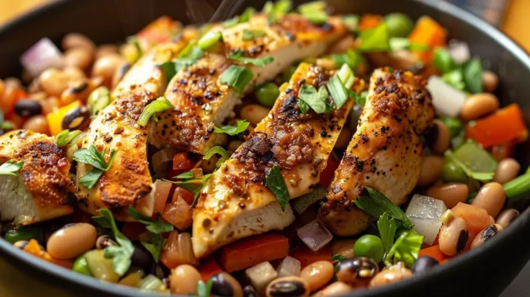 Savoring Southern Comfort: My Journey to Perfect Blackened Chicken Black-Eyed Pea Bowls Close-up of a vibrant bowl filled with blackened chicken and black-eyed peas.