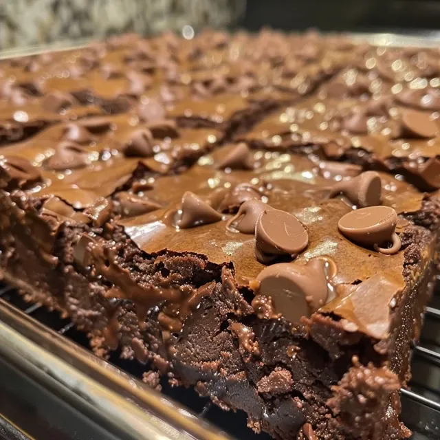 Mouthwatering skillet brownies with a rich, fudgy texture and chocolate drizzle.