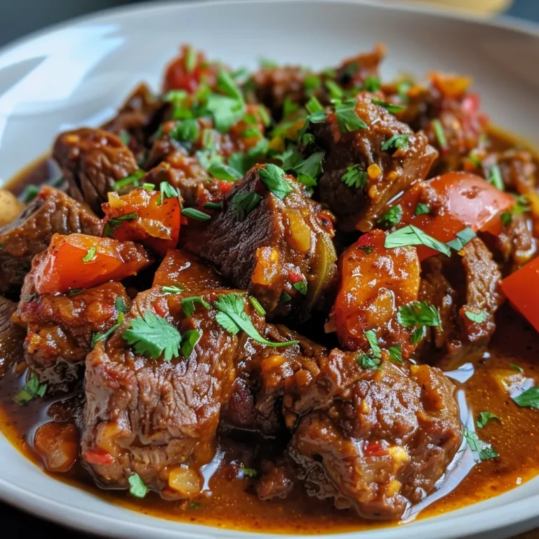 Spicy Memories: How Beef Vindaloo Became Our Family’s Flavorful Tradition Close-up view of a bowl of Beef Vindaloo garnished with fresh cilantro.