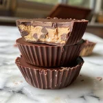 Close-up of a Reese's Chocolate Peanut Butter Truffle Cup with a creamy texture.