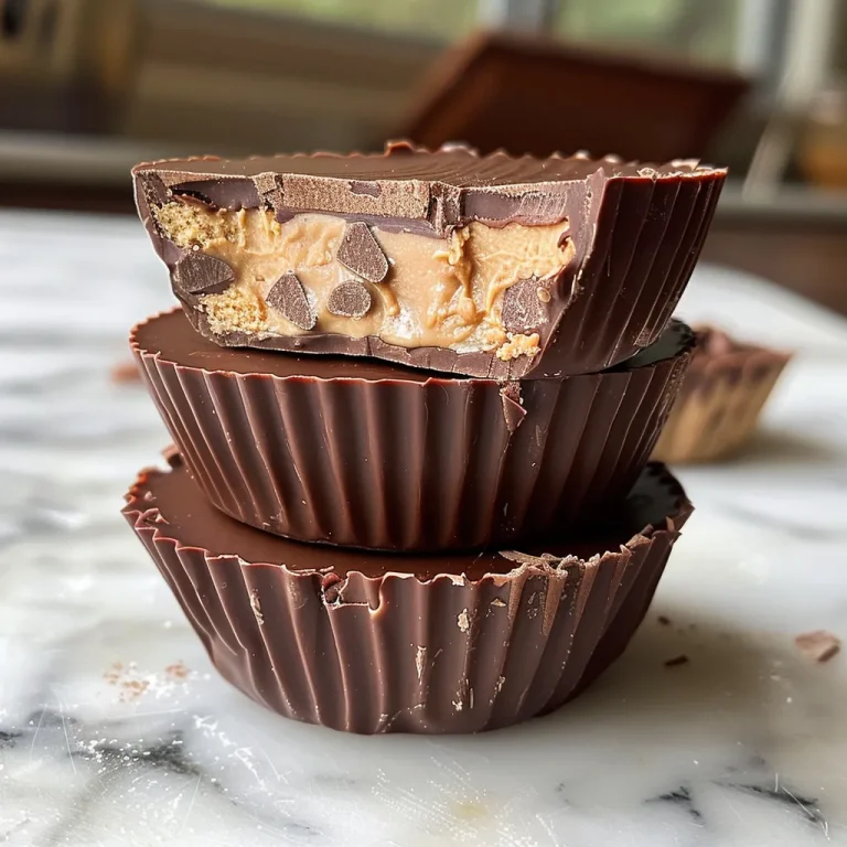Close-up of a Reese's Chocolate Peanut Butter Truffle Cup with a creamy texture.