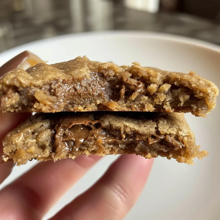 Close-up view of a crumbly vegan Levain cookie on a wooden surface.