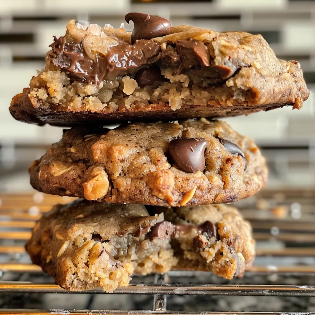 Side view of a perfectly baked vegan Levain cookie with chocolate chips.