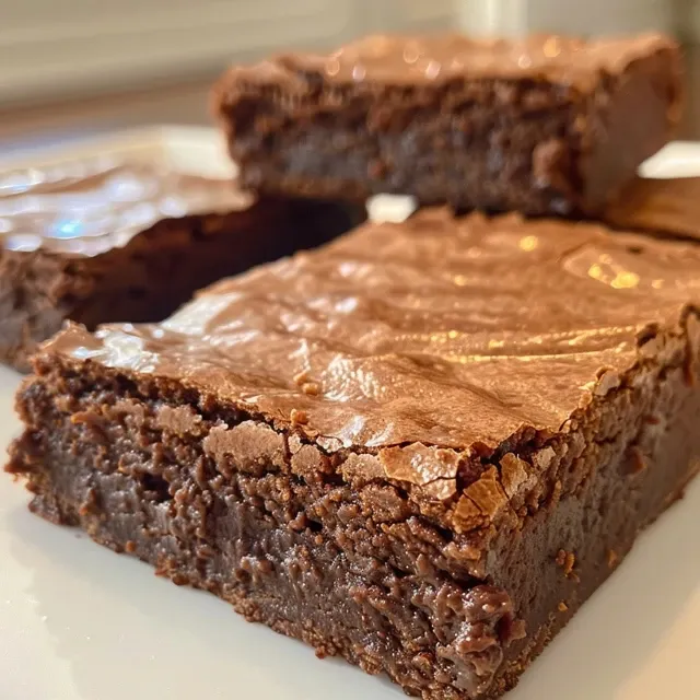 Side view of freshly baked brownies showcasing a fudgy texture and chocolate chunks.