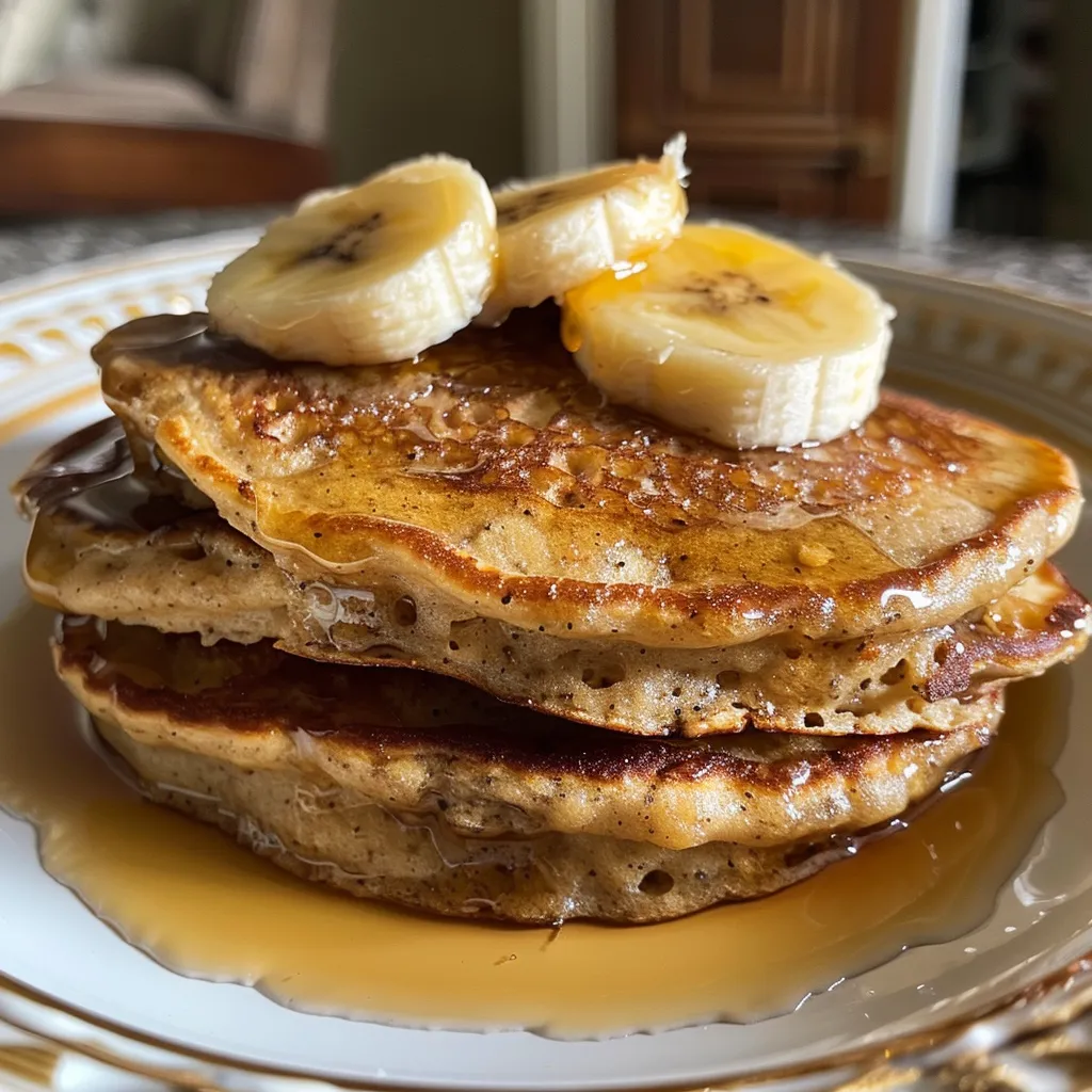 Juicy banana pancakes with a soft texture, showcasing their fluffy layers.
