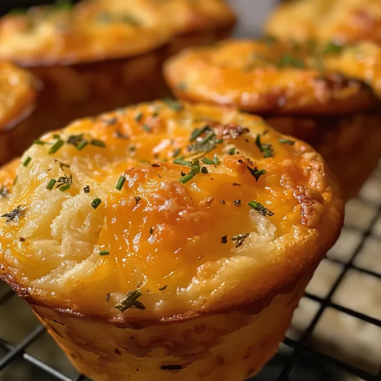Close-up side view of golden-brown Cheese and Herb Muffins with a soft texture.