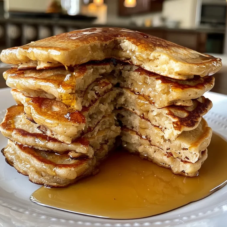 Morning Bliss: Fluffy Oatmeal Pancakes That Make Every Breakfast a Celebration Fluffy oatmeal pancakes stacked on a plate, with a drizzle of maple syrup.