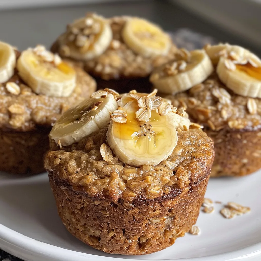 Delicious gluten-free banana oat muffins with a soft texture, highlighting oats and bananas.