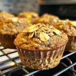 Close-up of a gluten-free banana oatmeal muffin highlighting its moist texture.