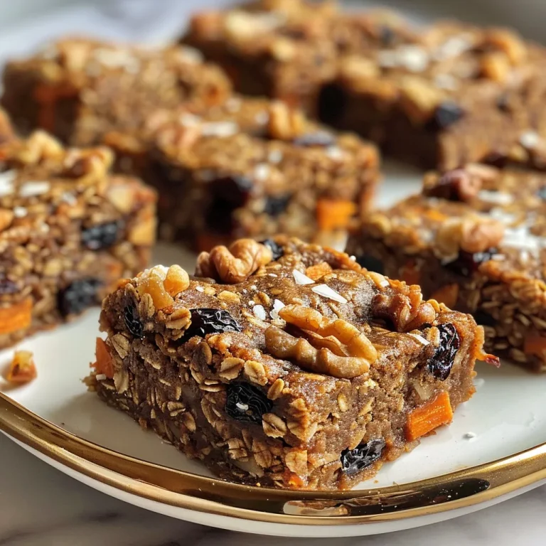 A Sweet Spring Celebration: Wholesome Carrot Cake Bars to Brighten Your Easter Side view of sliced Healthy Easter Carrot Cake Bars with visible ingredients.