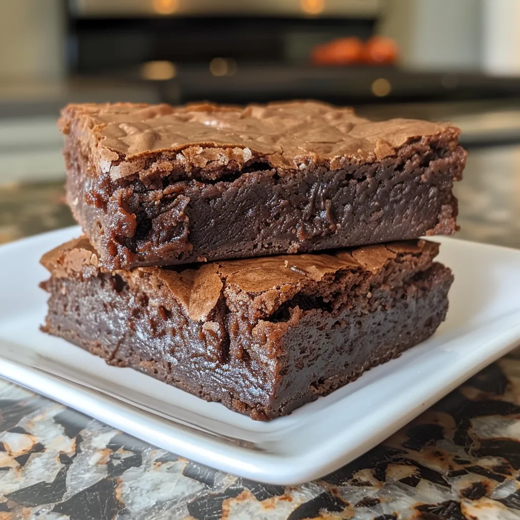 Side view of moist brownies showcasing their fudgy texture.