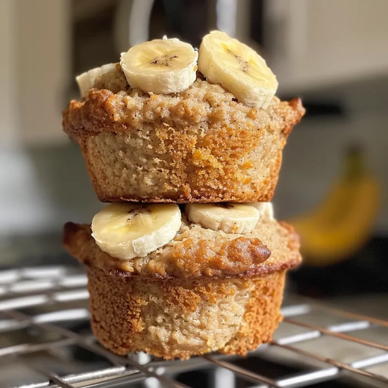 Close-up of golden-brown oat flour banana muffins on a wooden surface.