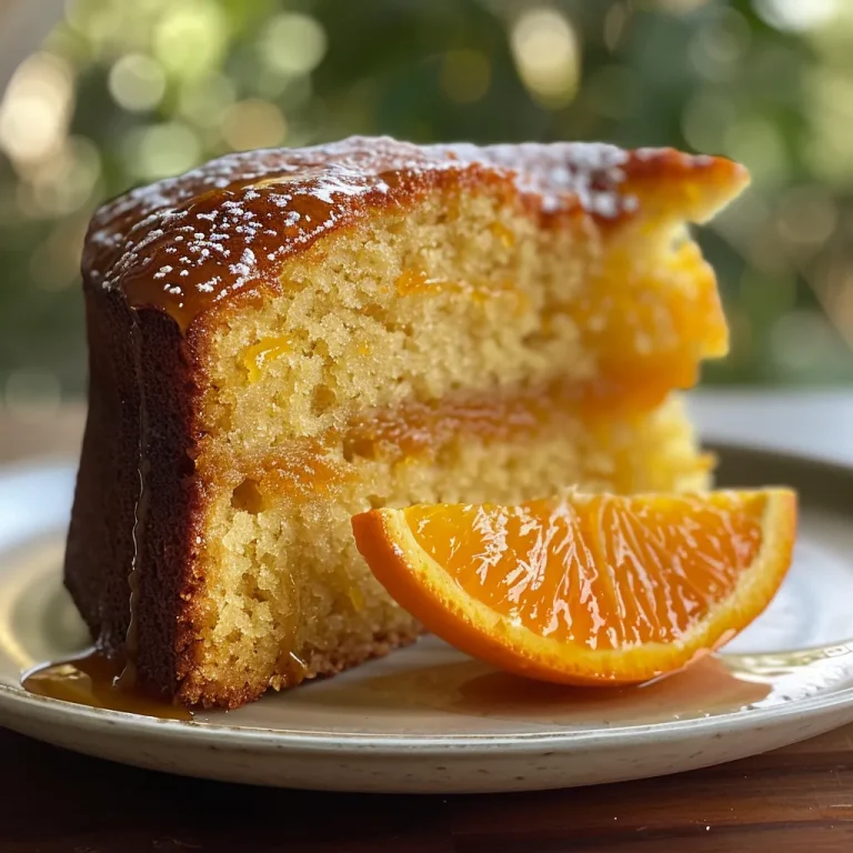 The Citrus Celebration: Baking an Orange Olive Oil Cake that Dances with Flavor Side view of a moist orange olive oil cake, showcasing its texture and golden crust.