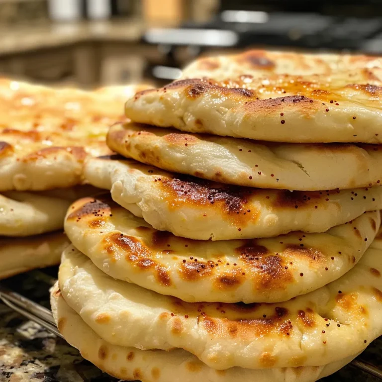 Close-up view of a freshly baked pita bread showing its golden-brown exterior.