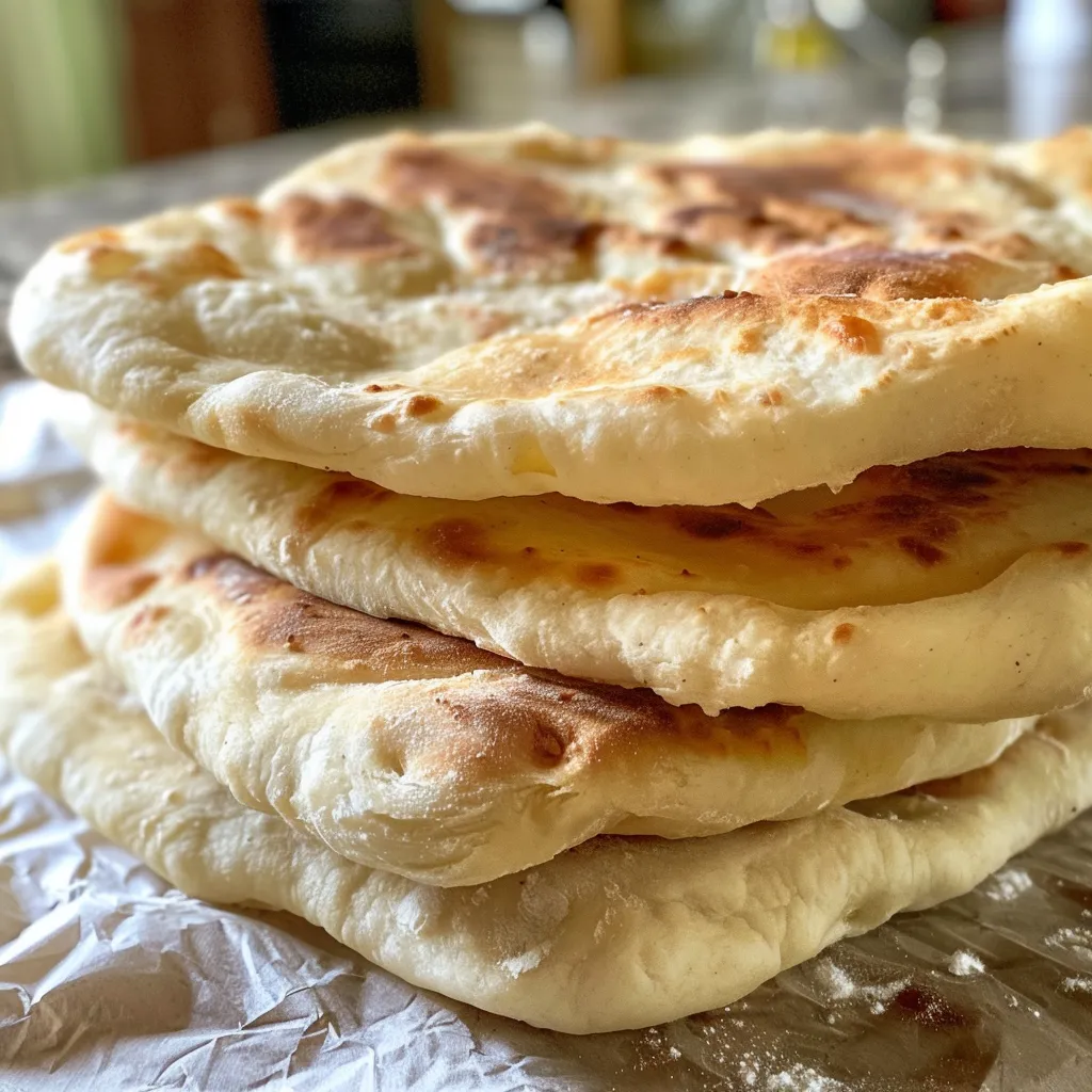 Side view of a freshly baked pita bread displaying its pocket.