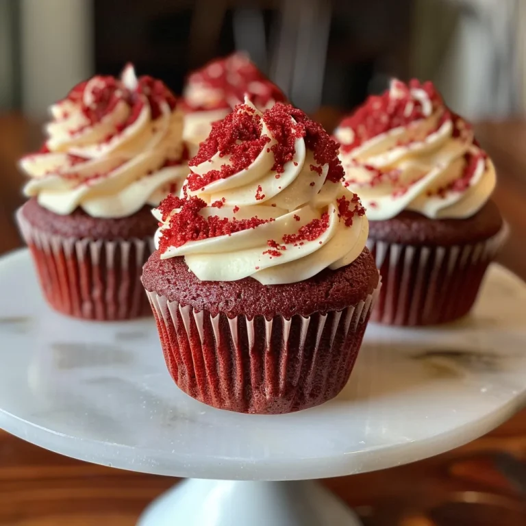 Sweet Indulgence: The Red Velvet Cupcakes That Light Up Every Celebration Close-up view of a red velvet cupcake with cream cheese frosting, showcasing its rich color and texture.