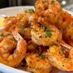 Close-up view of crispy Air Fryer Bang Bang Shrimp on a plate.