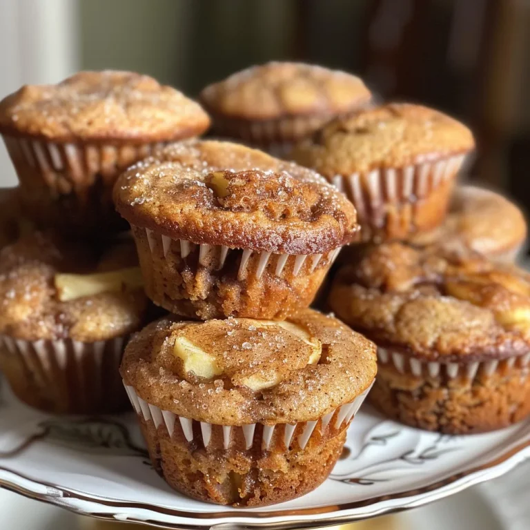 Close-up side view of freshly baked apple cinnamon muffins with a golden-brown top.