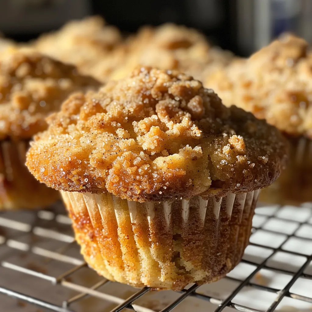 Juicy apple cinnamon muffins on a plate, showcasing a moist texture and sprinkled cinnamon.