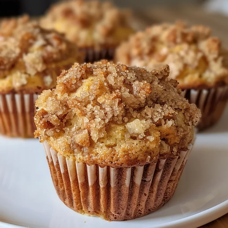 Close-up of a golden-brown cinnamon apple muffin topped with a sprinkle of cinnamon.