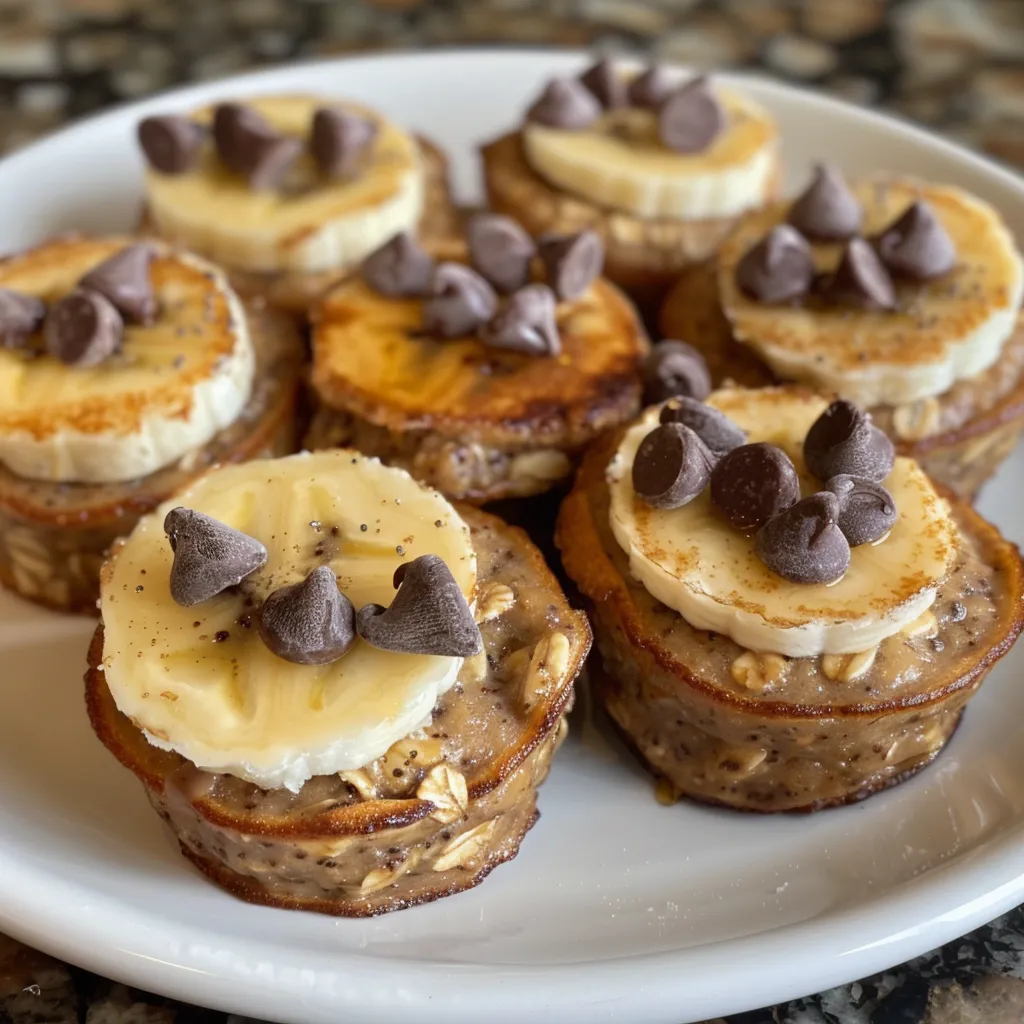 Side view of Cottage Cheese Banana Oat Protein Pancake Bites stacked on a plate.