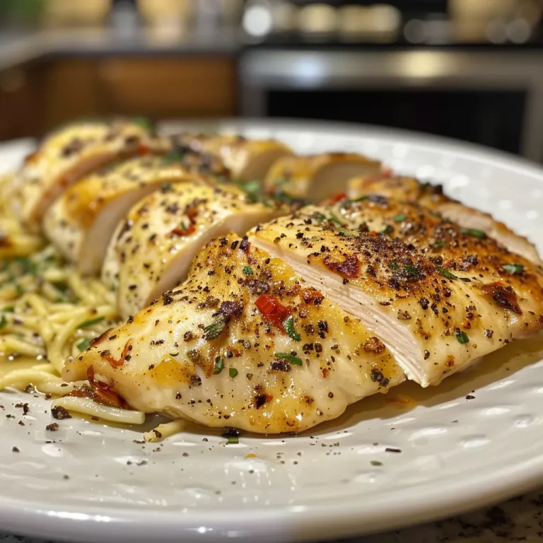 Close-up view of juicy Marry Me Chicken fillets with creamy sauce and herbs.