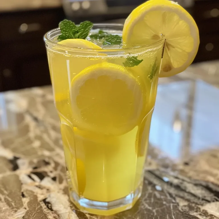 Sipping Sunshine: The Refreshing Mint Lemonade That Brightens Every Gathering Close-up view of a refreshing glass of mint lemonade with condensation.