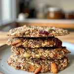 Close up of healthy nut and seed energy cookies, showcasing texture and ingredients.