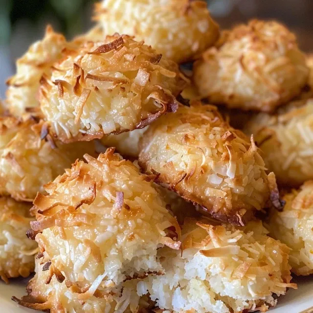 Side view of delicious Lemon Coconut Bliss Macaroons with a glossy finish and visible coconut flakes.
