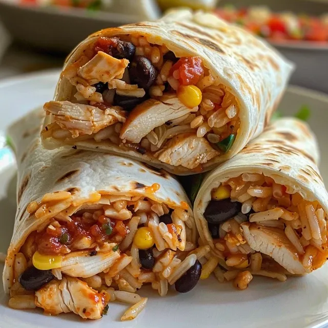 Side photo of a chicken burrito showcasing vibrant colors from toppings and fillings.