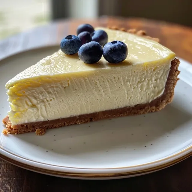 A delicious slice of Greek yogurt cheesecake showcasing its creamy texture and golden crust.
