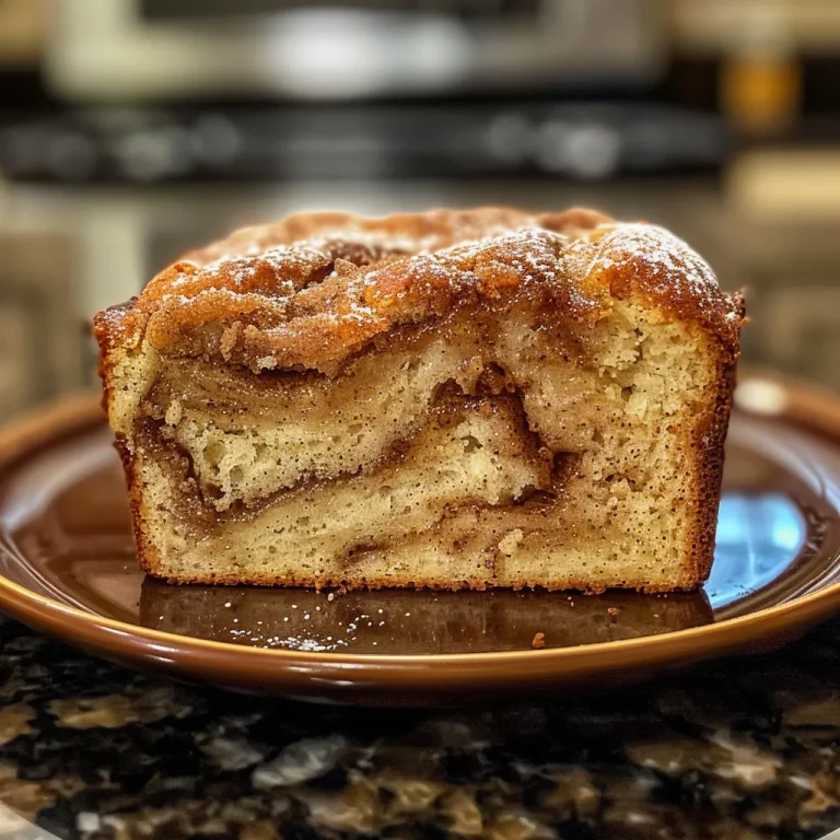 A close-up view of a slice of Amish Cinnamon Bread showcasing its texture.