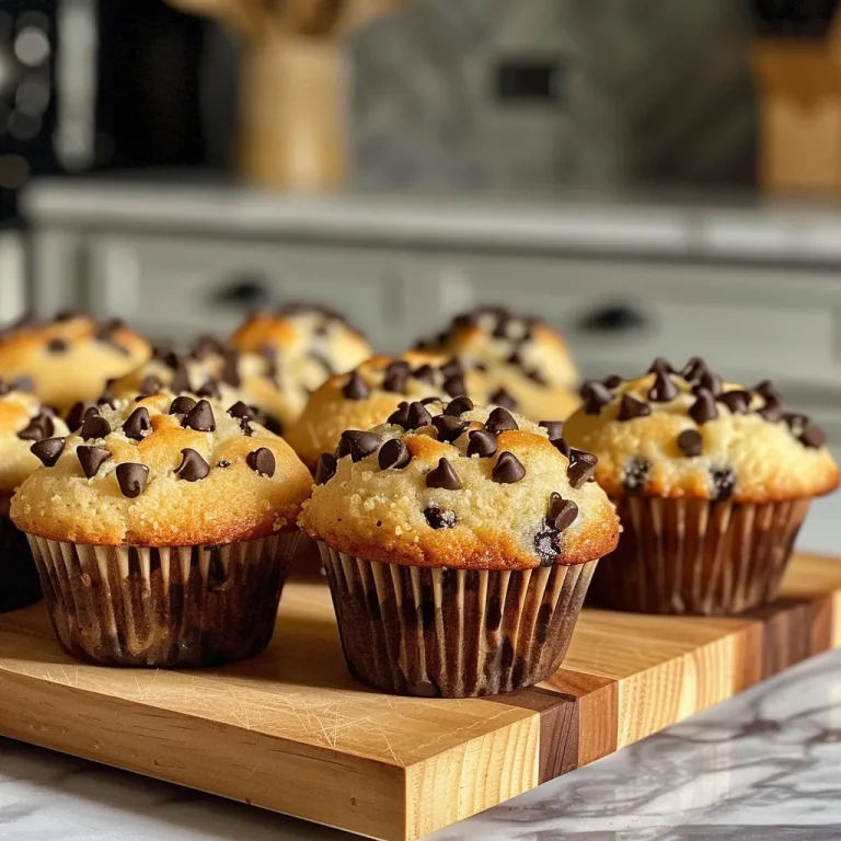 Muffins That Melt in Your Mouth A Joyful Celebration of Chocolate and Comfort Close-up side view of a chocolate chip muffin with a golden-brown top and melted chocolate chips.