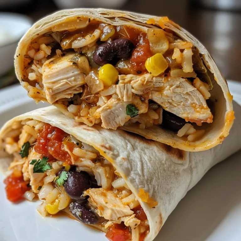 Close-up view of a juicy chicken burrito with visible ingredients.