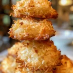 Close-up view of golden-brown Flourless Lemon Coconut Macaroons, showcasing their texture and zest.