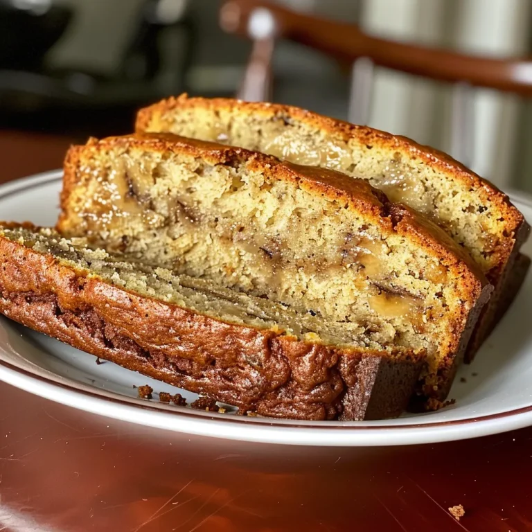 Side view of sliced Greek yogurt banana bread showcasing its moist texture and golden crust.
