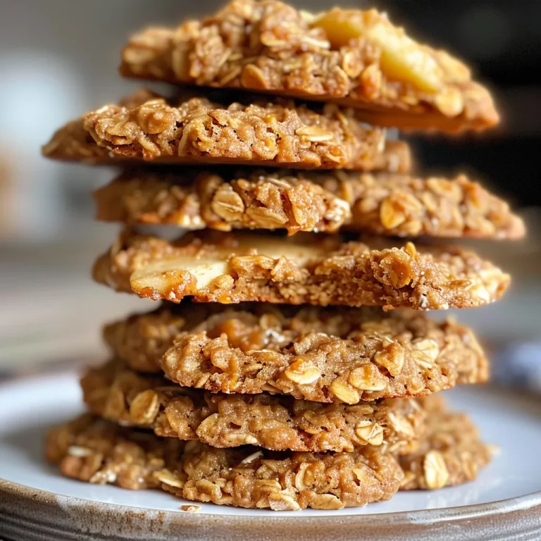 Close-up view of healthy oatmeal cookies with apple pieces.