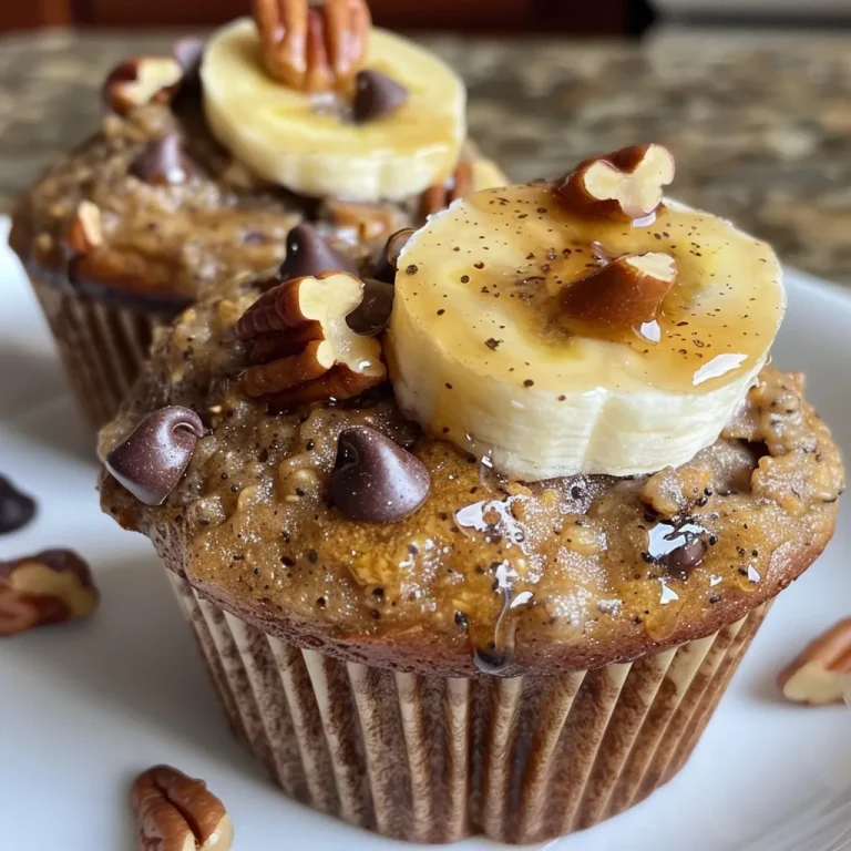 Baking Joy The High-Protein Banana Muffins That Energize Your Morning Close-up side view of golden-brown banana muffins, showcasing their moist texture and chocolate chips.