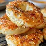 Close-up side view of a golden brown High-Protein Cottage Cheese Bagel.