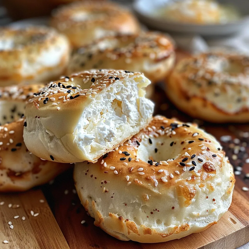 A freshly baked cottage cheese bagel with a soft interior and crispy exterior.