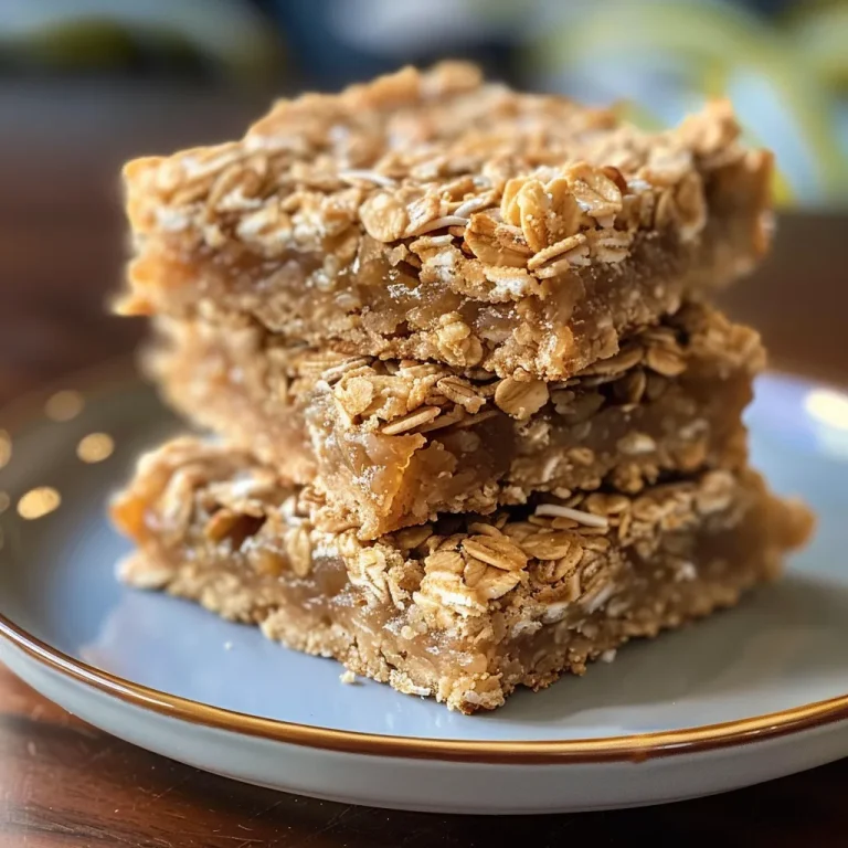A close-up view of golden Honey Coconut Oat Bars, showcasing their chewy texture.