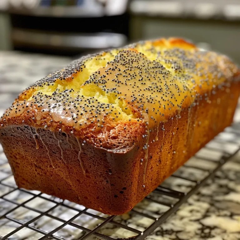 A Slice of Sunshine: The Lemon Poppy Seed Loaf Cake That Brightens Every Table Close-up side view of a lemon poppy seed loaf cake showcasing a moist texture and bright yellow color.
