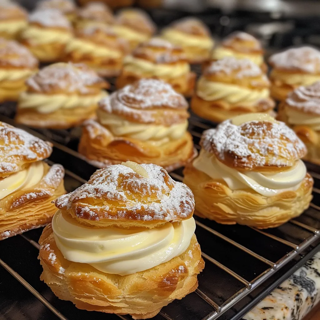 Side view of delicious mini lemon cream puffs adorned with fresh blueberries and lemon zest.