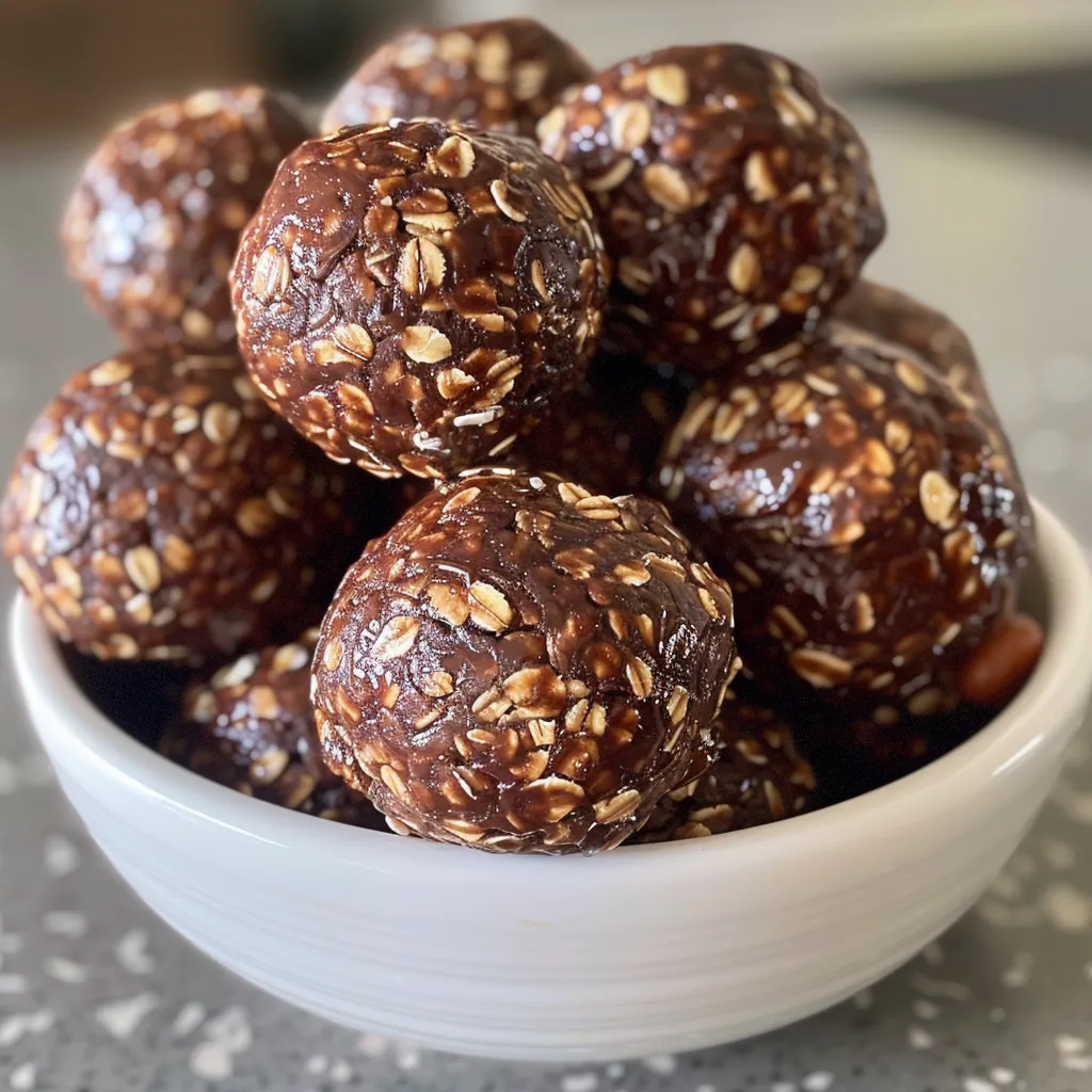 A juicy no-bake brownie protein bite with a glossy finish and chocolate chips.