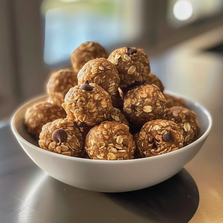 Close-up view of juicy Peanut Butter Energy Balls with chocolate chips.