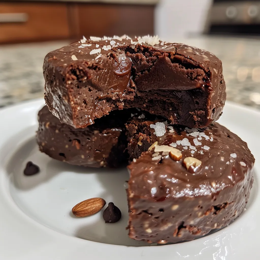 Side view of delicious Protein Brownie Bites showcasing their moist interior.